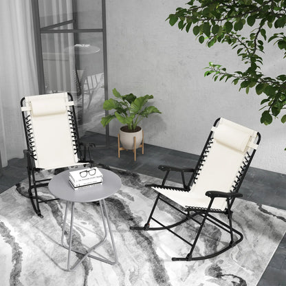 2pc Foldable Rocking Chair Set, Breathable Mesh Seat, Cream Outdoor Rocking Chairs at Gallery Canada