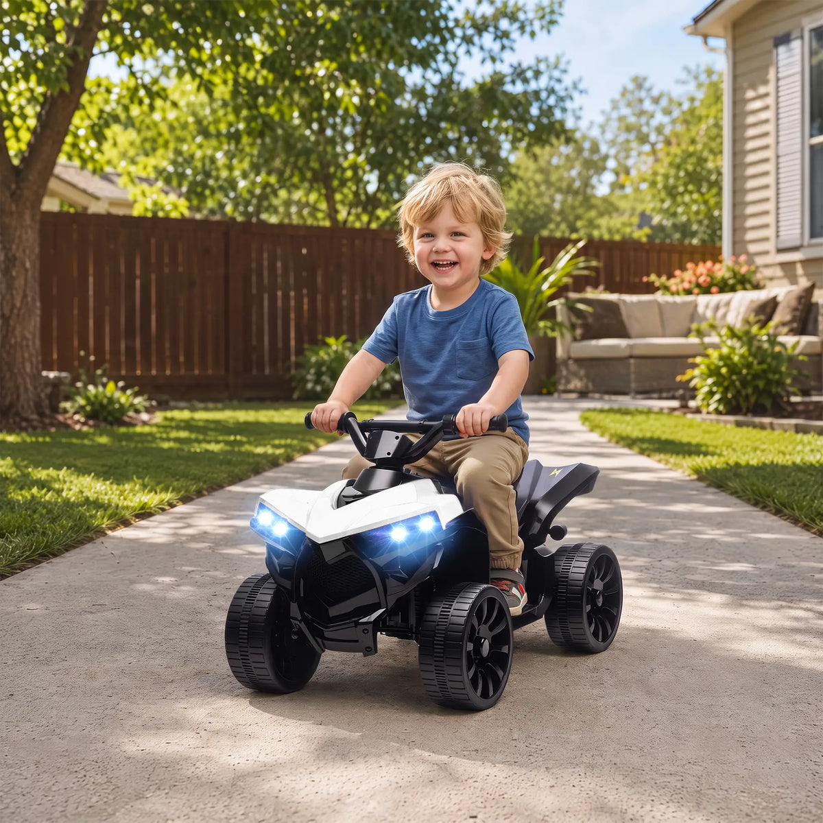 6V Kids ATV, 4 Wheeler Ride On Car, White Electric Ride-On Toys at Gallery Canada