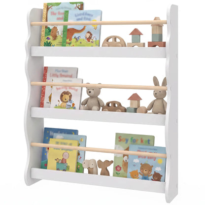Kids Bookshelf Wall Mounted, 3-Tier Floating Bookcase for 3-8 Years, White Bookshelves & Bookcases Multi Colour at Gallery Canada