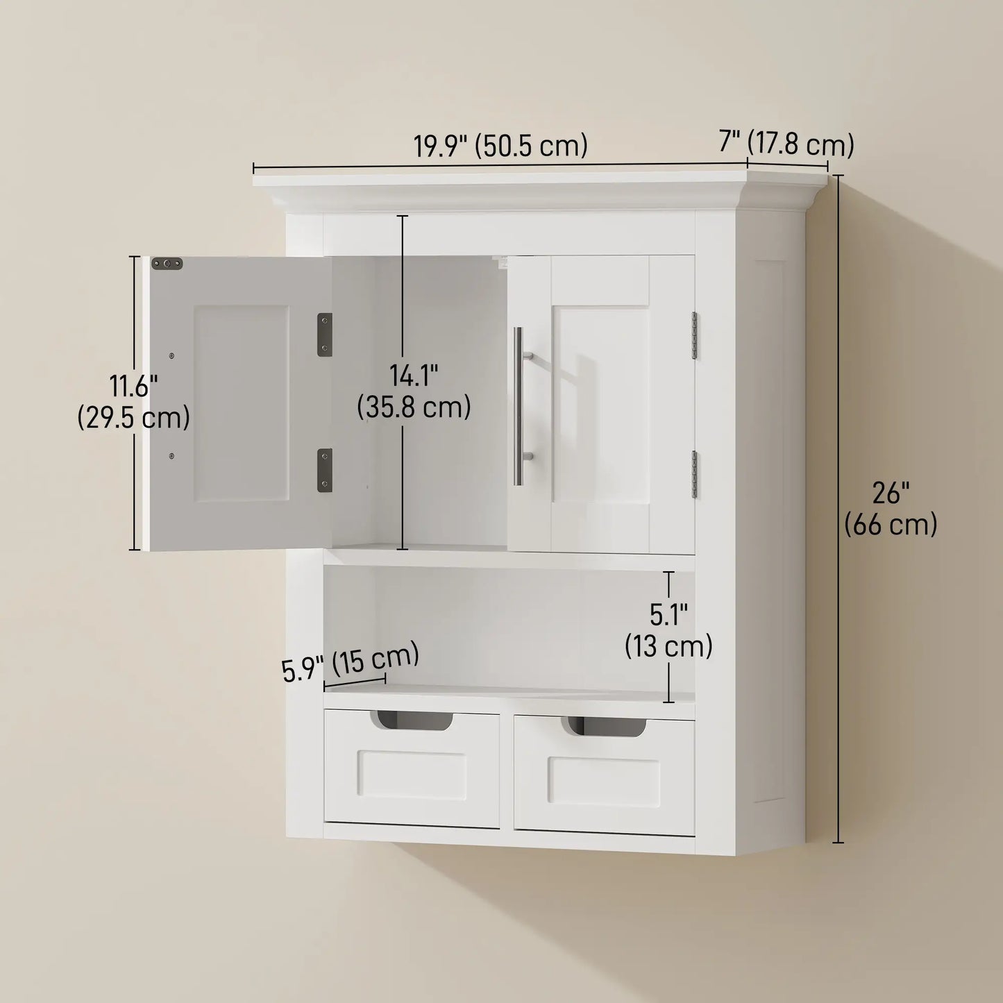 White Wall Cabinet, Medicine Cabinet With Shelf, 24 Inch, White Wall Mounted Cabinets at Gallery Canada
