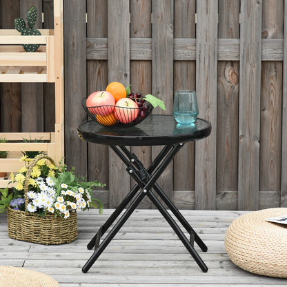 18" Round Folding Coffee Table, Tempered Glass Top, Portable for Patio, Balcony Patio Side Tables at Gallery Canada