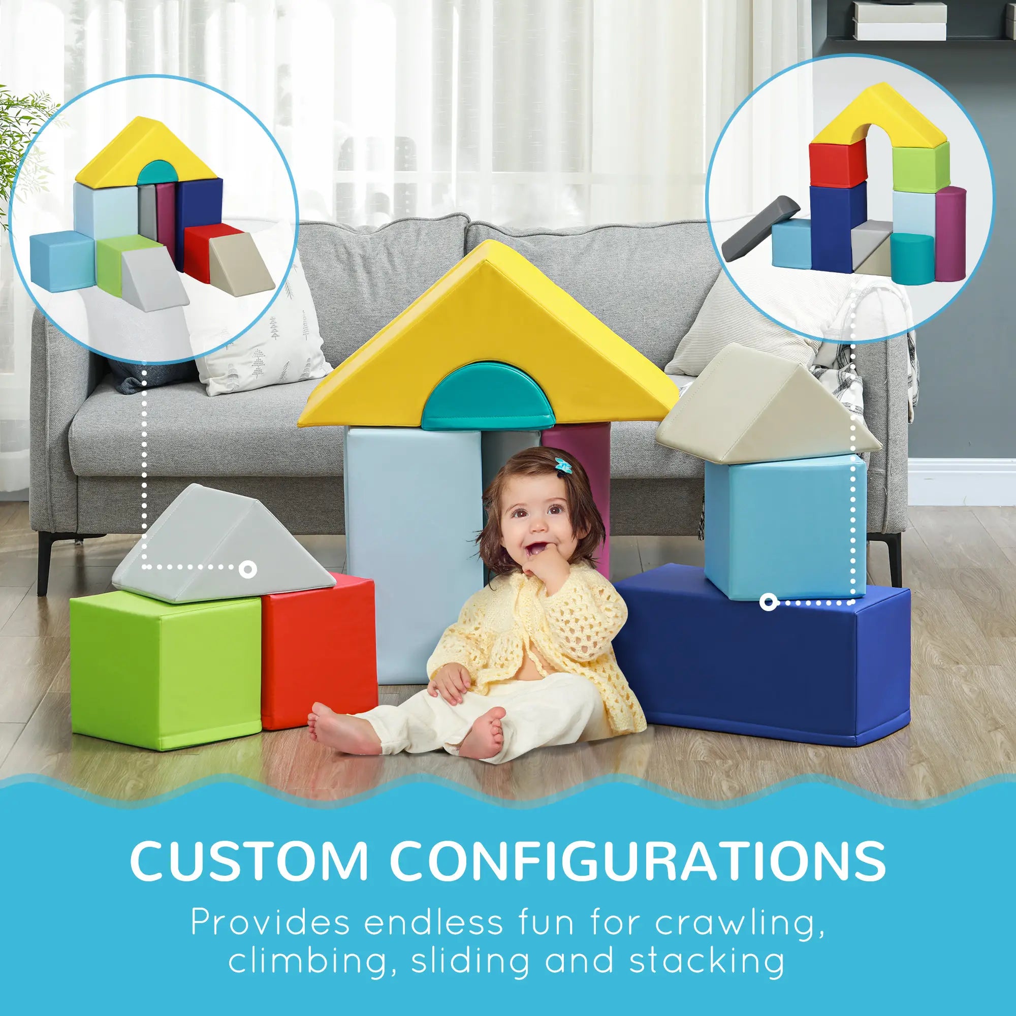 11 Piece Soft Play Blocks Kids Climb and Crawl Gym Toy Foam Building Light Colour Kids Gym & Playmats at Gallery Canada