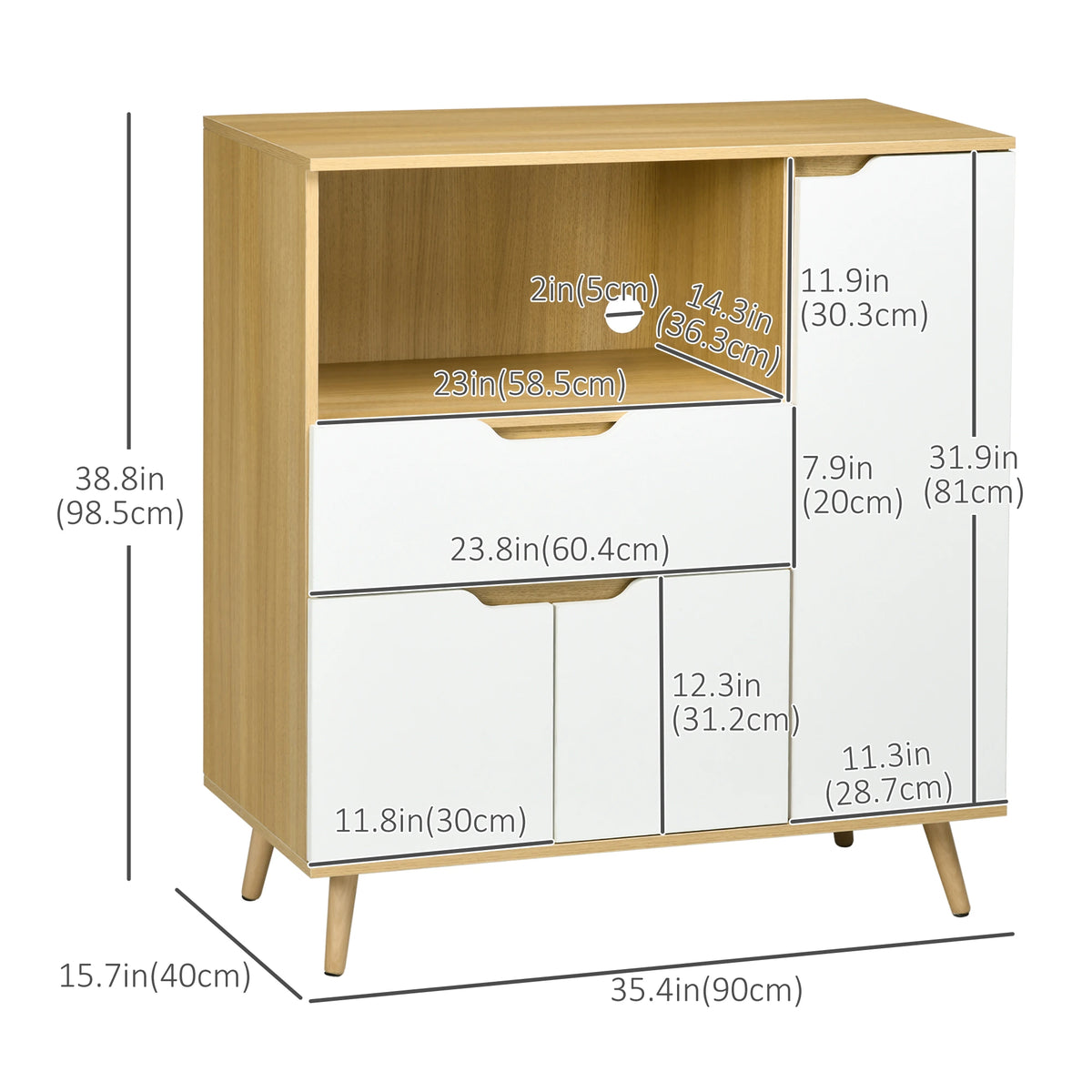 Modern Microwave Stand, Cabinet with Drawer, Storage, White Kitchen Pantry Cabinets at Gallery Canada