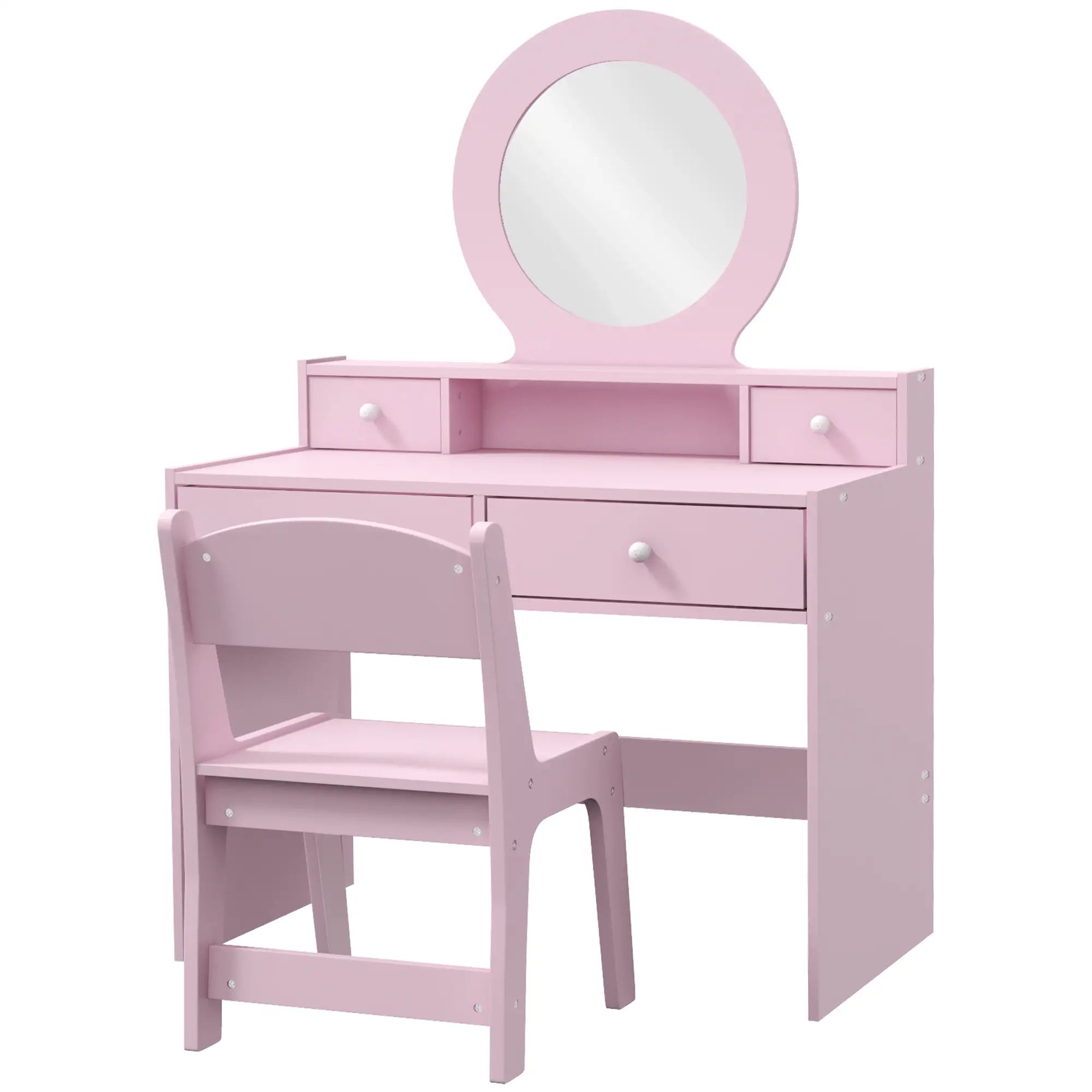 Kids Vanity Set, Makeup Table with Mirror, Stool, Drawers, Ages 3-8, Pink Toy Vanity Pink at Gallery Canada