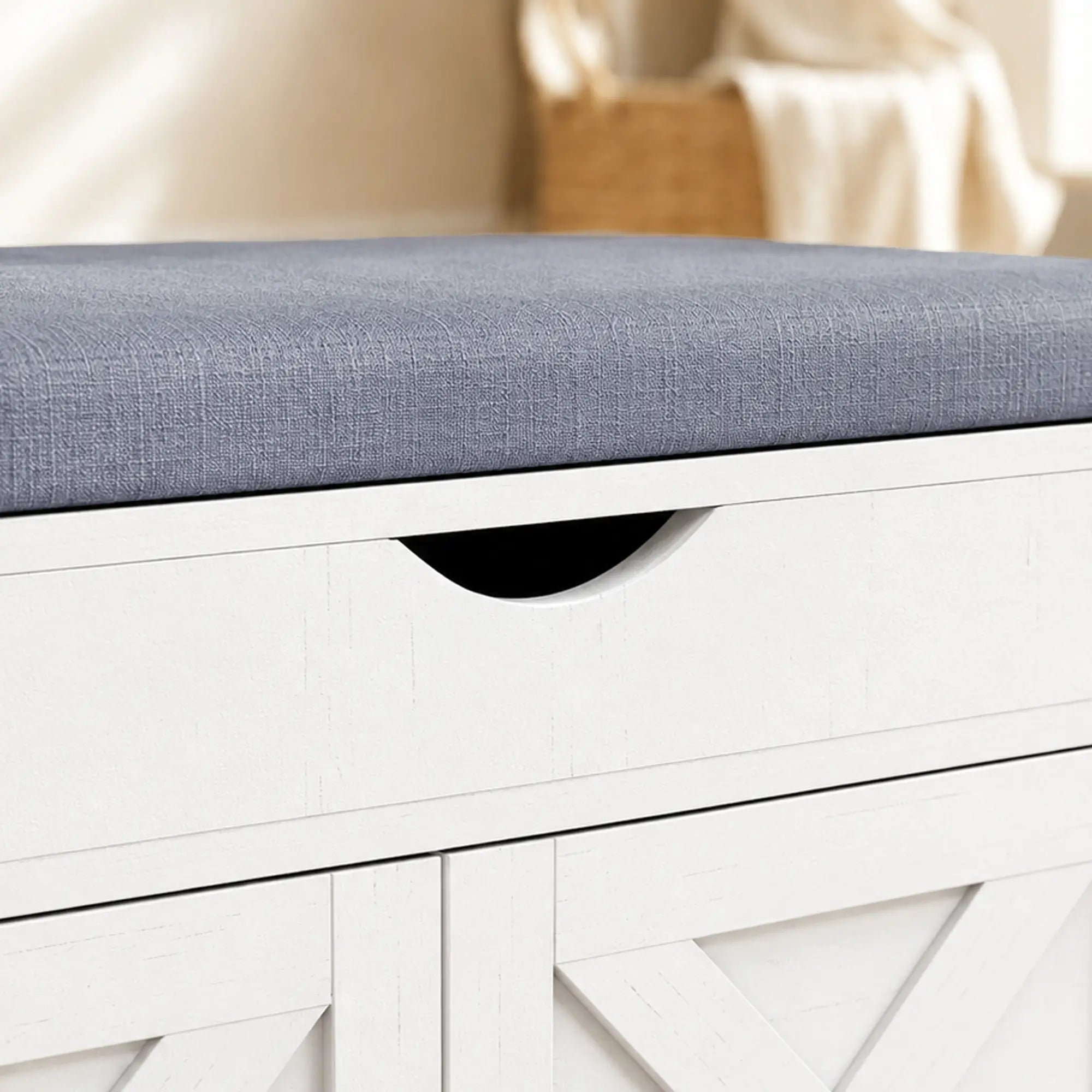 3-Door Shoe Bench with Cushion, Adjustable Shelves, White Shoe Storage Cabinets & Racks at Gallery Canada