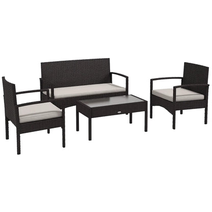 4-Piece Patio Furniture Set, Loveseat, Armchairs, Glass Table, White Patio Furniture Sets at Gallery Canada