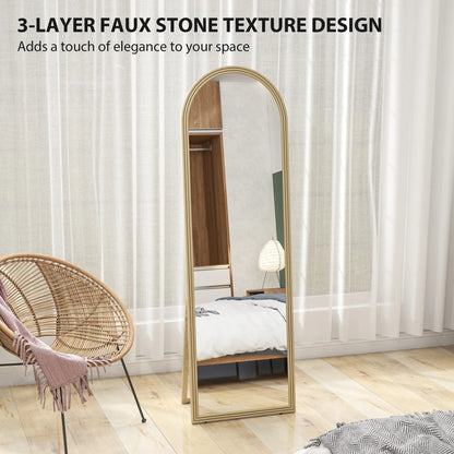64" x 21" Full Length Mirror, Arched Faux Stone Frame, Beige Full Length Mirrors at Gallery Canada