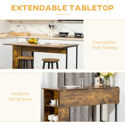 Counter Height Table, Drop Leaf, Extendable, Adjustable Shelf, Rustic Brown, Brown Bar Sets at Gallery Canada