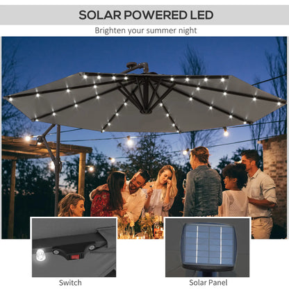 9.5' Offset Patio Umbrella with Solar LED Lights, Dark Grey Cantilever Umbrellas at Gallery Canada