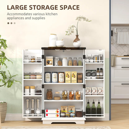 Farmhouse Kitchen Pantry Cabinet, Adjustable Shelves, White Kitchen Pantry Cabinets at Gallery Canada