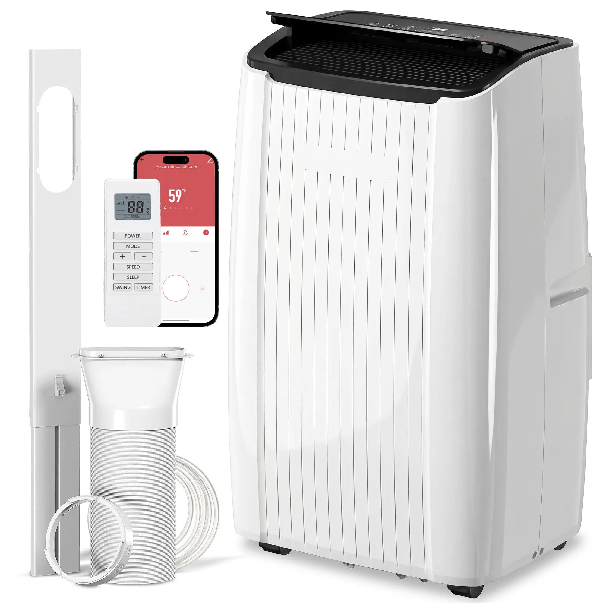 14000 BTU 5-In-1 Portable Air Conditioner, White Air Conditioner White, Black at Gallery Canada