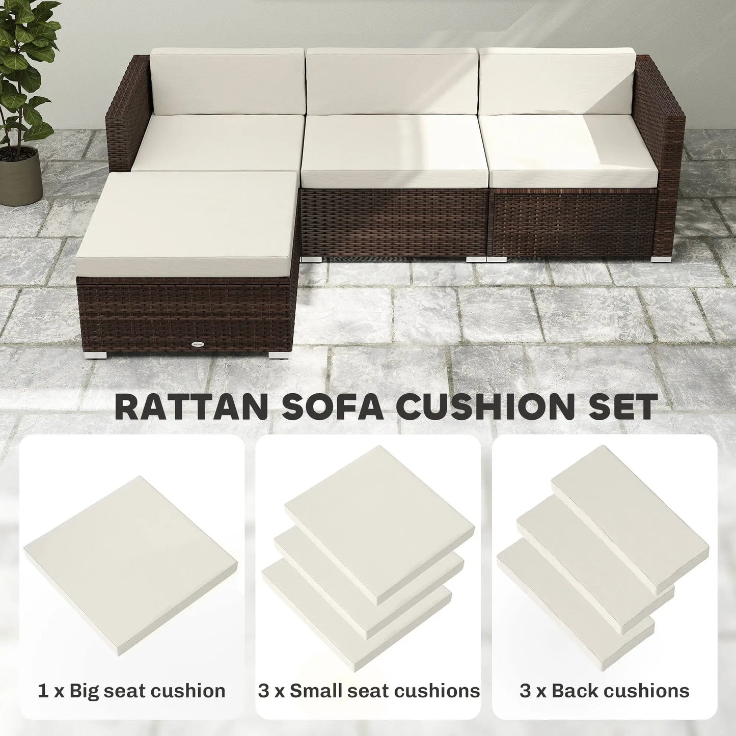 Water-Repellent Patio Loveseat Cushion, 23.6" x23.6", Cream Patio Chair Cushions at Gallery Canada