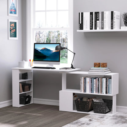 47" L Shaped Desk, Rotating Corner Desk, Reversible Workstation, White Writing Desks at Gallery Canada
