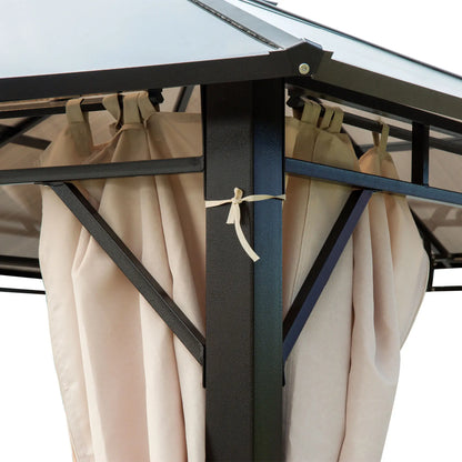 10' x 12' Outdoor Gazebo, Polycarbonate Roof, Removable Curtains Gazebos at Gallery Canada
