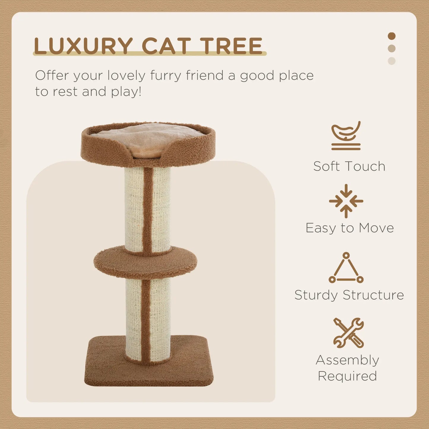 Cat Tree with Scratching Post, Bed, Cushion, Perch, 18" x 18" x 36", Brown Cat Trees at Gallery Canada