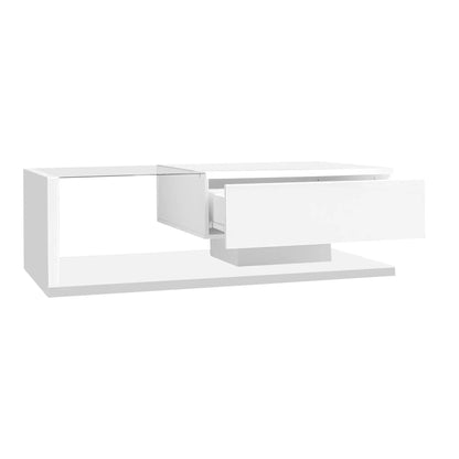Modern Coffee Table, Glass LED Effect, Storage, 41.5" L x 21.5" W x 12.5" H, White Coffee Tables at Gallery Canada