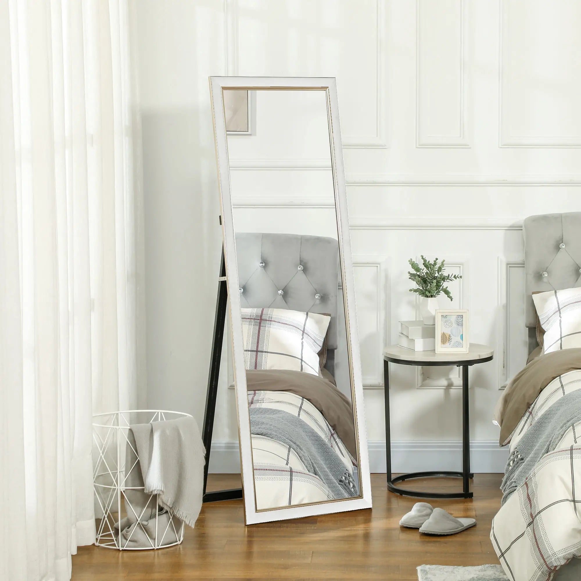 Floor Standing Mirror, Full Body, Leaning or Wall, White Full Length Mirrors at Gallery Canada