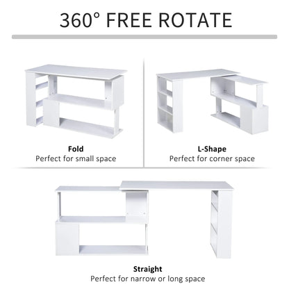 47" L Shaped Desk, Rotating Corner Desk, Reversible Workstation, White Writing Desks at Gallery Canada
