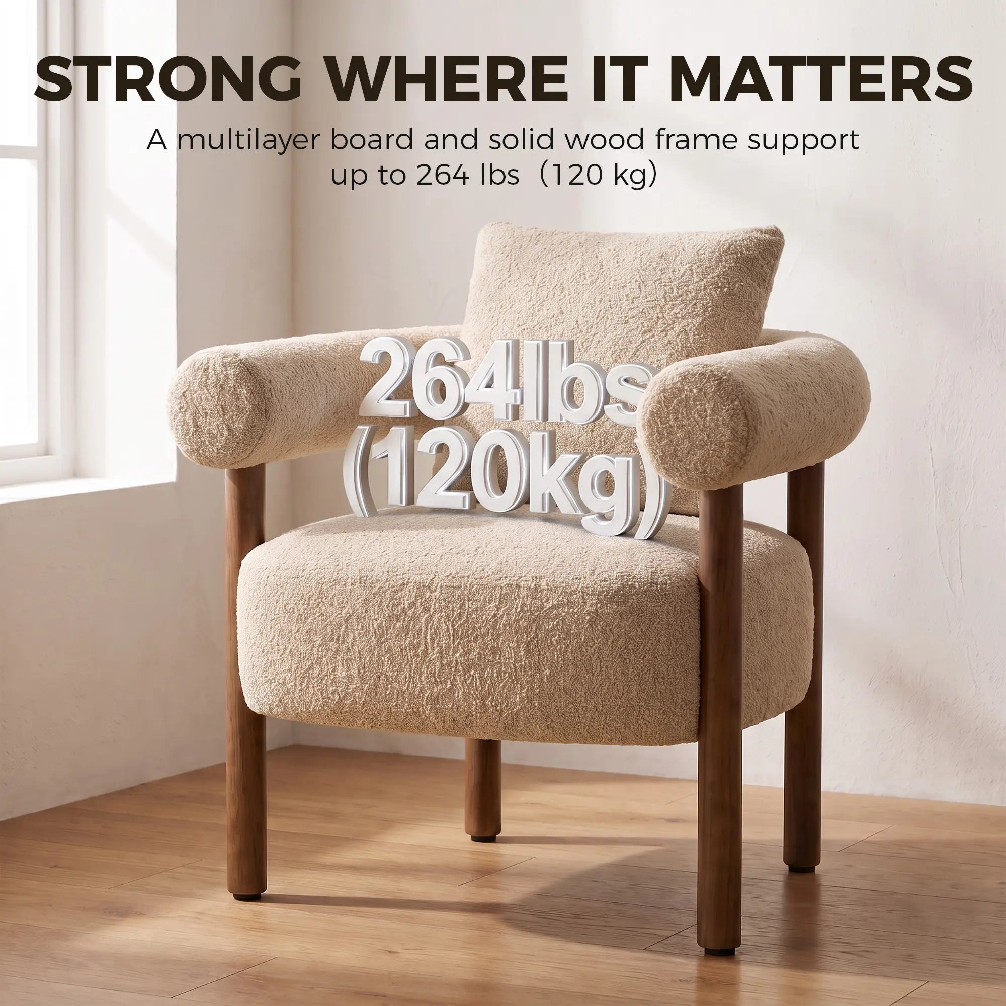 Accent Chair, Teddy Fabric, Brown, Wood Legs, Brown Accent Chairs at Gallery Canada