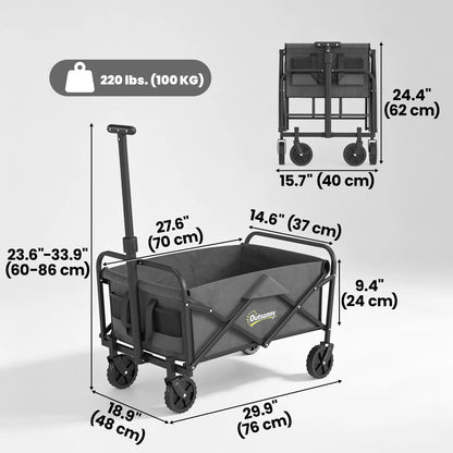 Collapsible Folding Garden Cart, Heavy Duty Lawn Wagon, Grey Bike Cargo Trailers at Gallery Canada