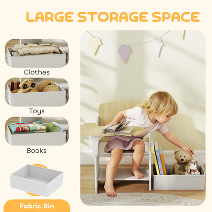 Kids Table And Chair Set With Storage Bin, Ages 3-5, White Kids Table Sets at Gallery Canada