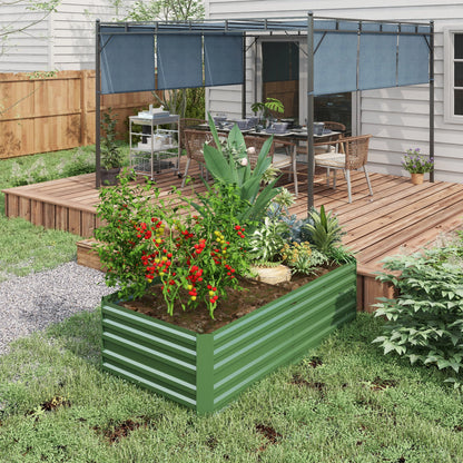 Galvanized Raised Garden Bed, Steel Planter, 71" x 35" x 23", Green Galvanized Planter Boxes at Gallery Canada