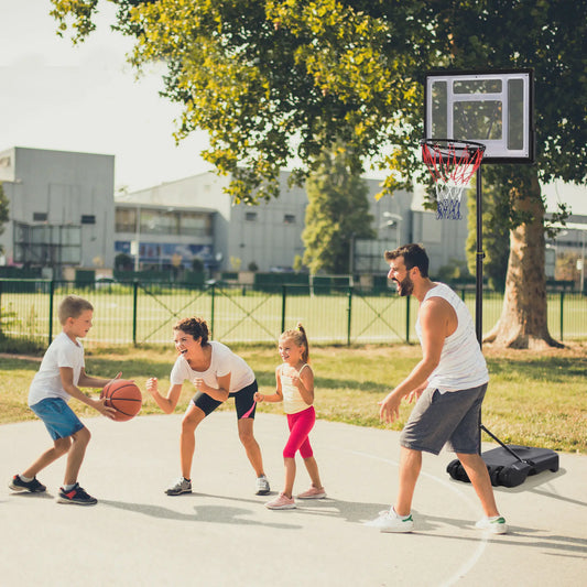 5-7FT Basketball Hoop, Height Adjustable with Wheels for Youth Outdoor Basketball Black, white and red at Gallery Canada