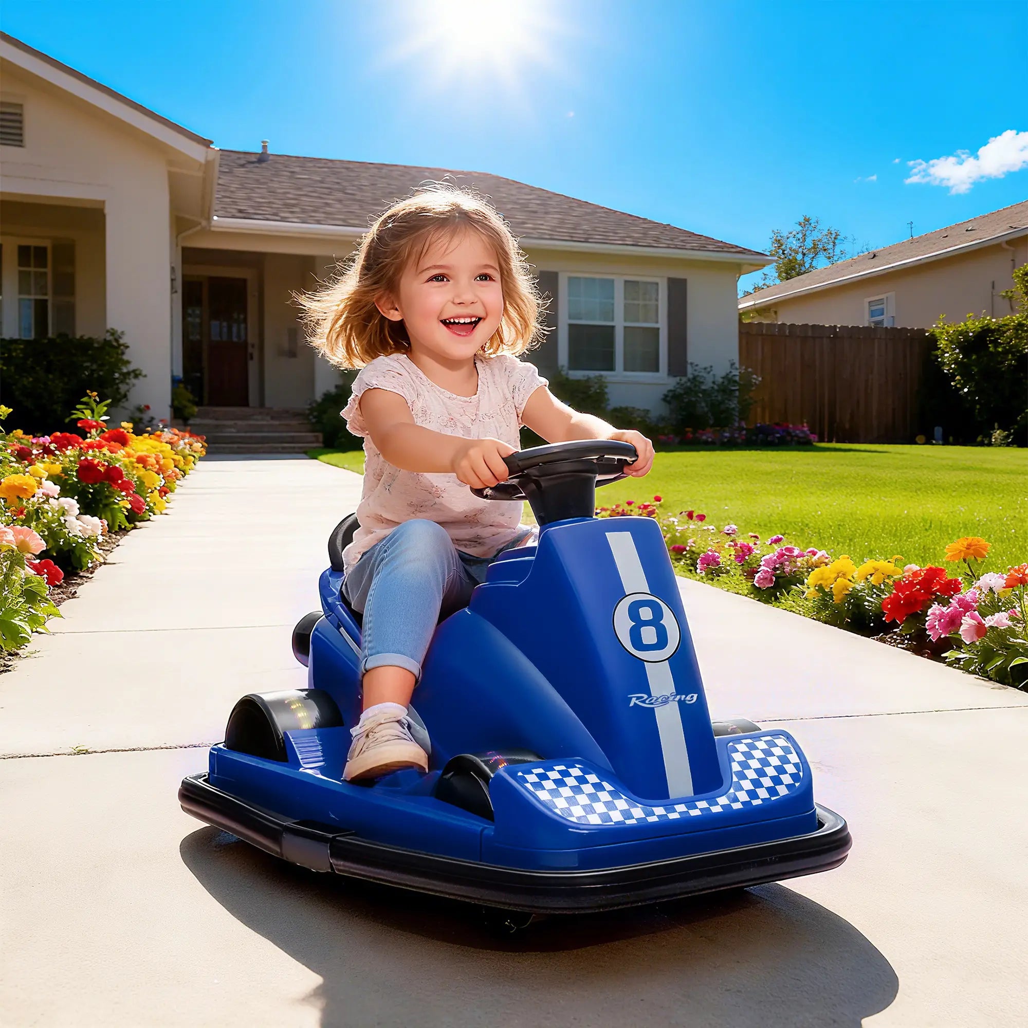 6V Bumper Car for Kids, 360 Degree Spin, Dual Motors, Music, Blue Electric Toy Cars at Gallery Canada
