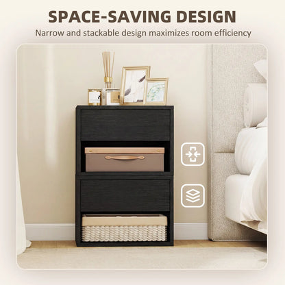 Floating Nightstand Set of 2, Wall Mounted Bedside Table with Drawer, Black Bedside Tables at Gallery Canada