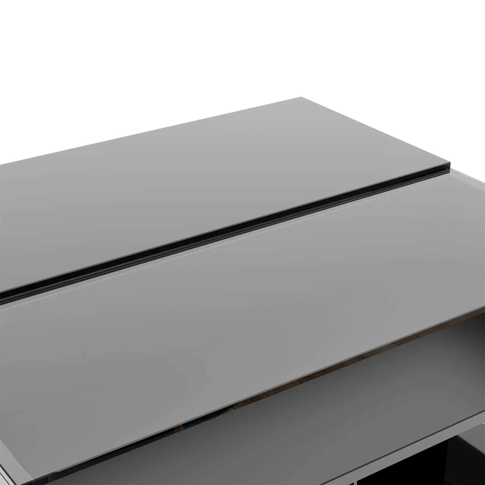 Glass Top LED Coffee Table, Storage Drawer, Adjustable Height, 26