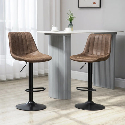 Adjustable Bar Stools Set of 2, Swivel with Back, Footrest, Brown Bar Stools at Gallery Canada