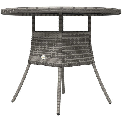 35.4" Outdoor Wicker Dining Table, PE Rattan Patio Furniture, Grey