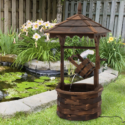 Outdoor Waterfall Fountain With Pump, Natural Wood Wishing Well, 22.5x22.5x47.25 Water Fountains at Gallery Canada