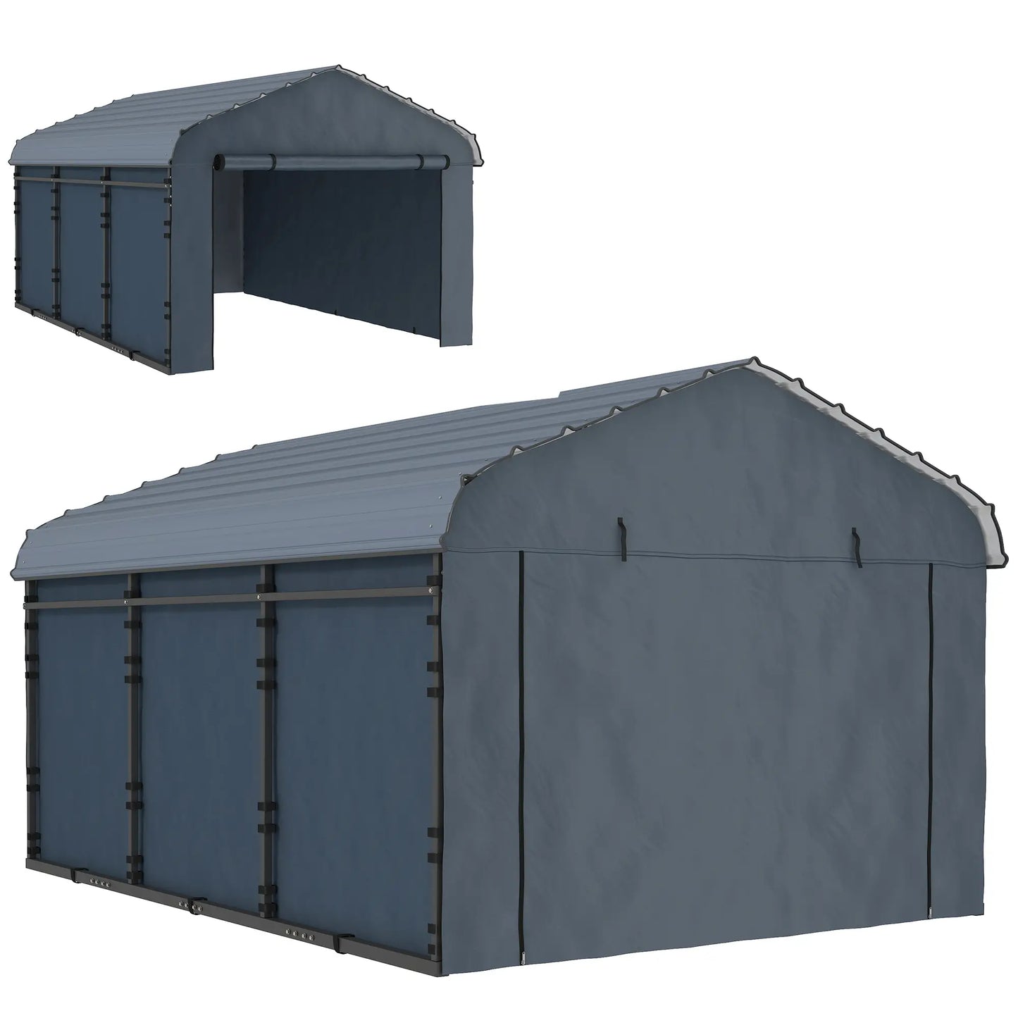 10' x 15' Metal Carport, Heavy Duty Garage Shelter, Dark Grey Car Shelters Dark Grey at Gallery Canada