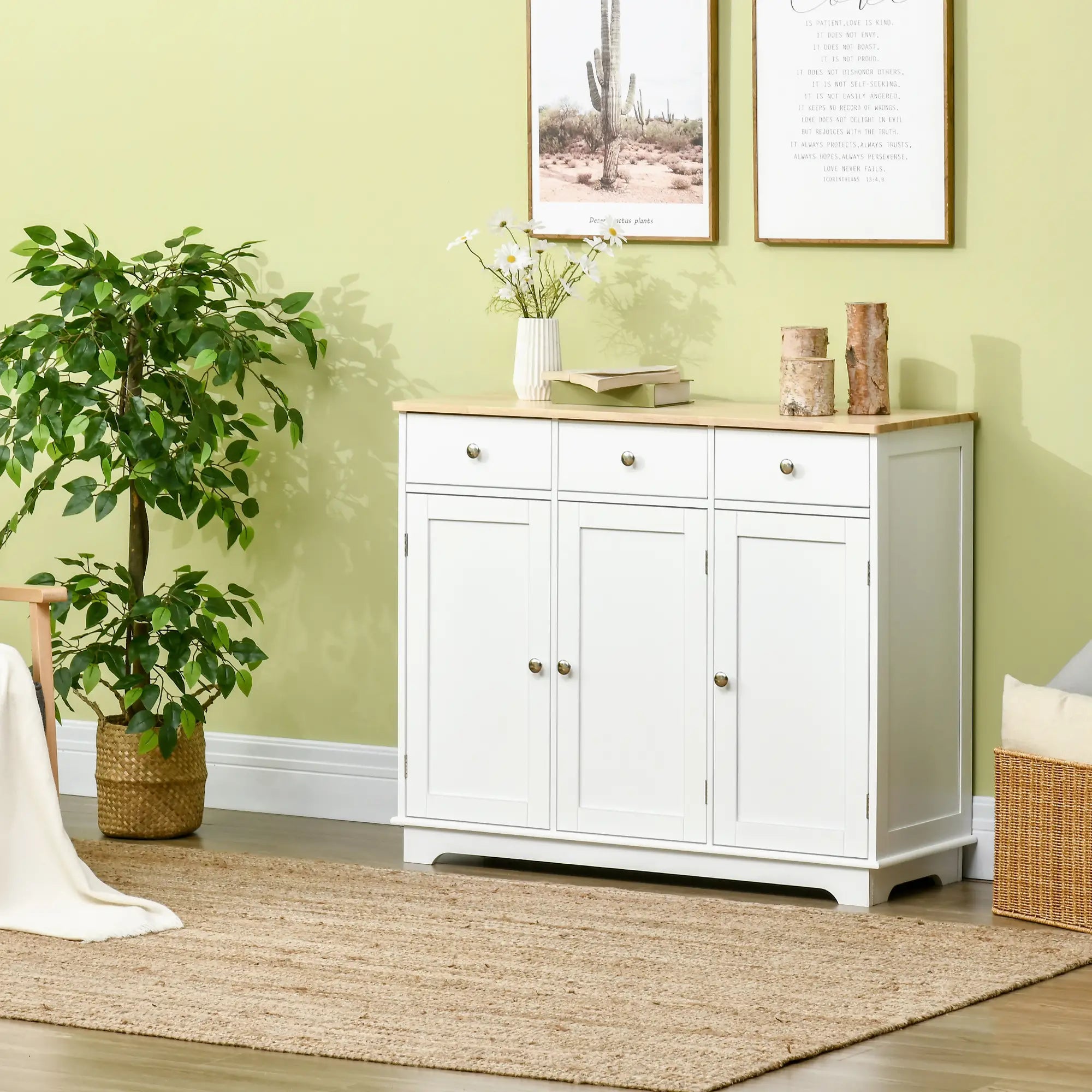 Modern Sideboard, Buffet Cabinet with Storage, Drawers, Adjustable Shelves, White Bar Cabinets at Gallery Canada