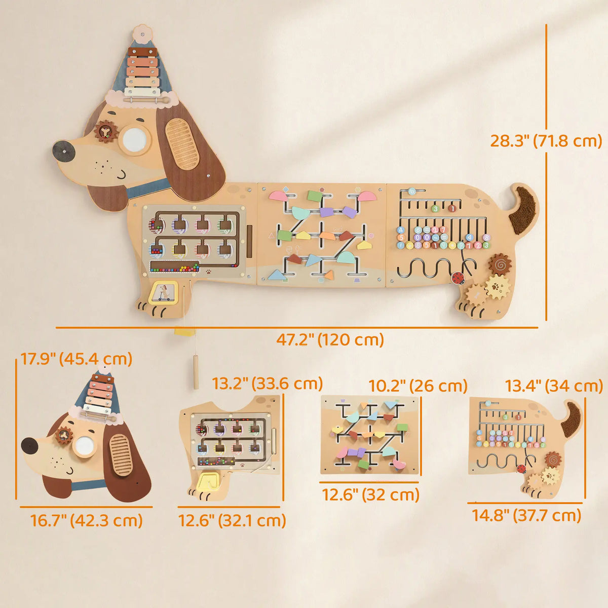 Wooden Wall Busy Board, Montessori Sensory Panel, Dachshund, Toddler Toy Playsets at Gallery Canada