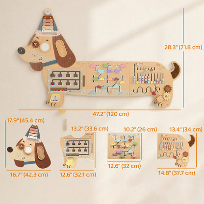 Wooden Wall Busy Board, Montessori Sensory Panel, Dachshund, Toddler Toy Playsets at Gallery Canada