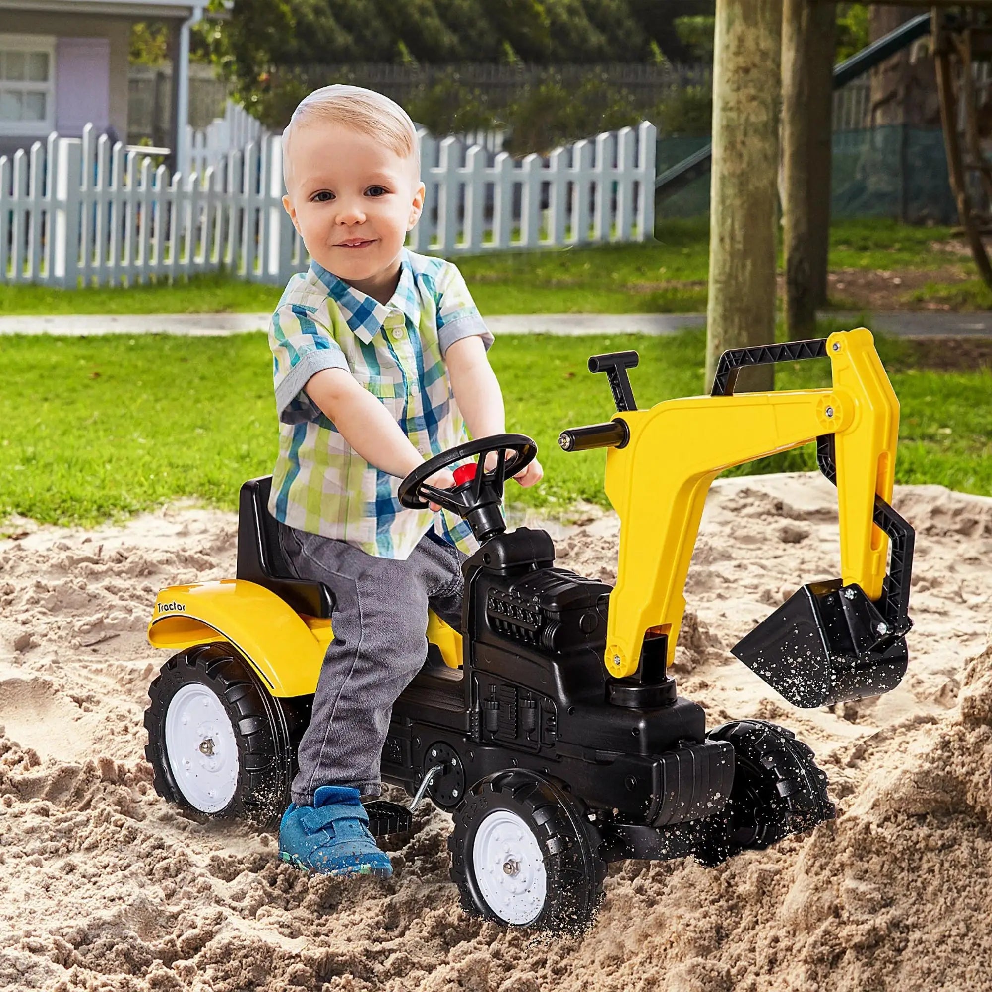 Kids Ride on Tractor, Pedal Excavator Toy for 3 Year Old, Yellow Toy Excavators at Gallery Canada