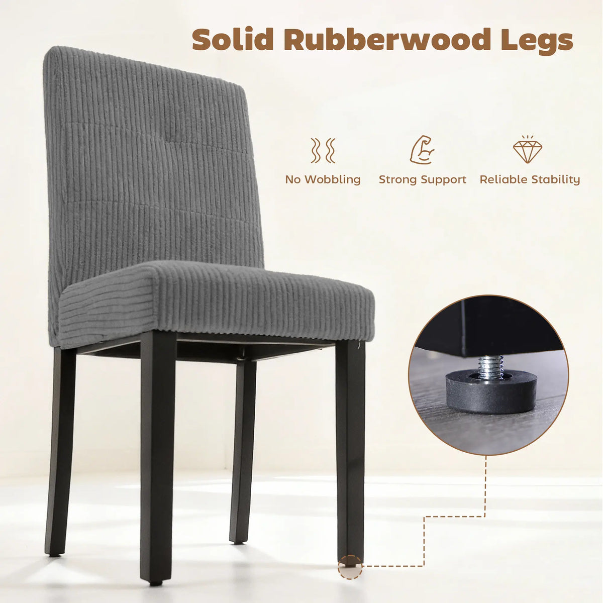 Modern Dining Chairs Set of 4, Rubberwood Legs, Padded Seat, Dark Grey Dining Chairs at Gallery Canada