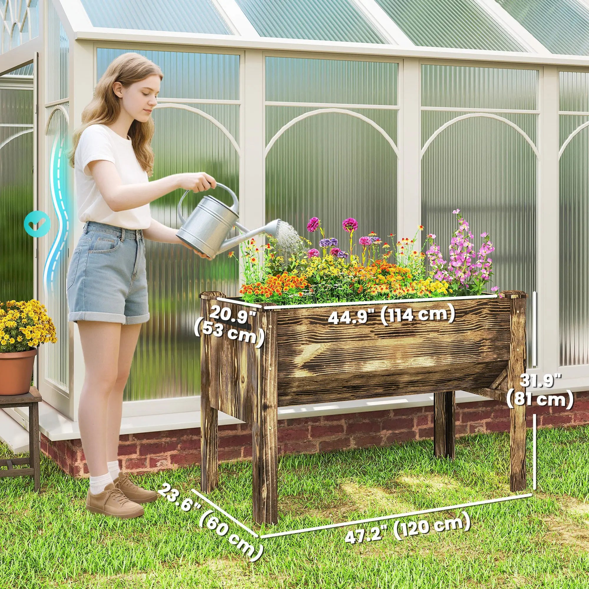 Wooden Raised Garden Plant Stand, 48