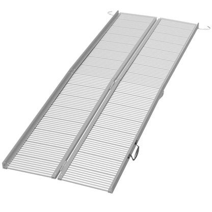 8' Foldable Handicap Ramp, Aluminum Wheelchair Ramp, Textured Threshold, Silver Knee Walker & Wheelchair Ramps Silver at Gallery Canada