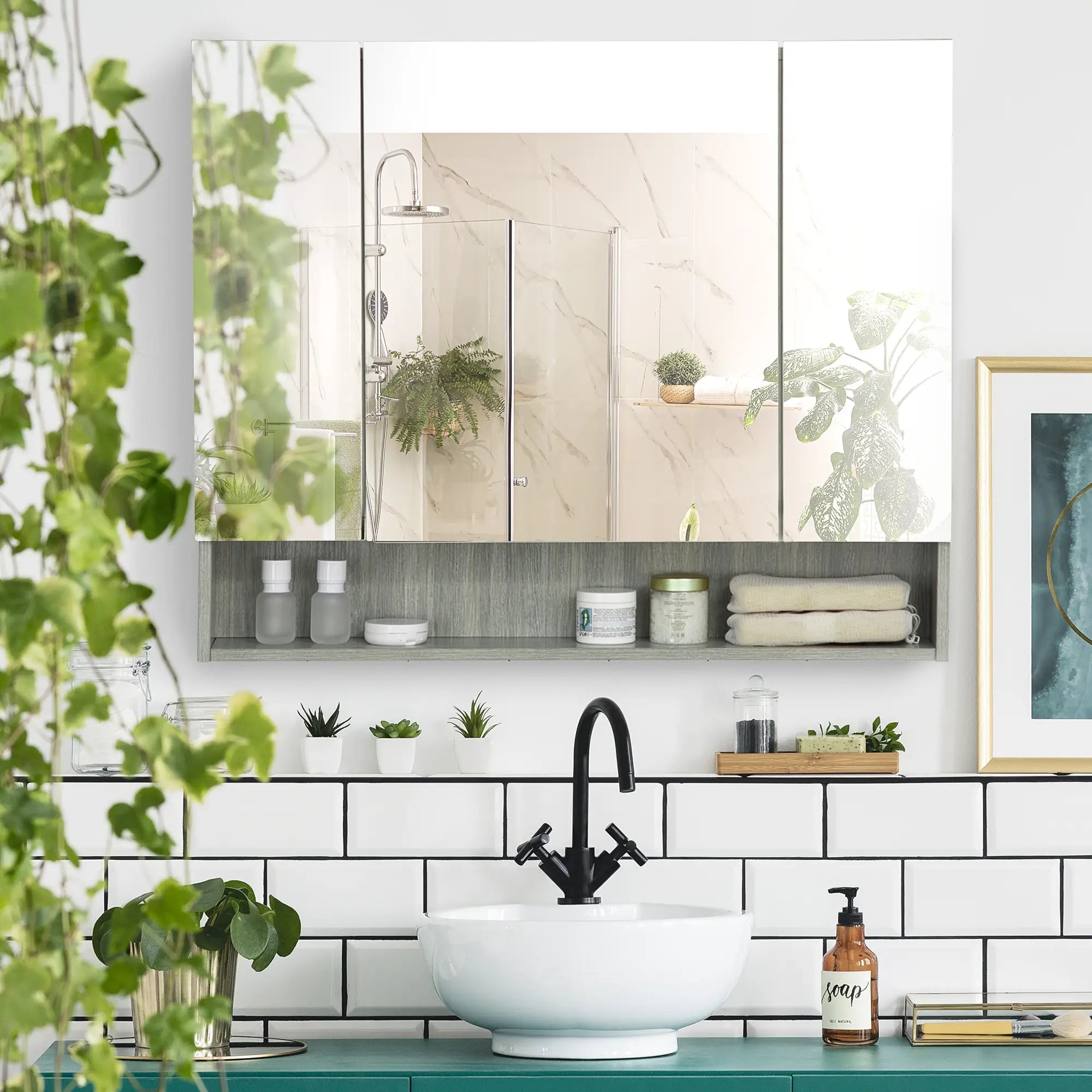 Wall Mounted Bathroom Medicine Cabinet, Adjustable Shelves, Grey Mirror Medicine Cabinets at Gallery Canada
