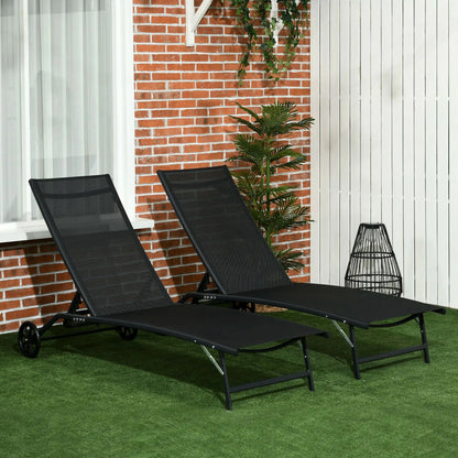 2PCs Lounge Chairs with Wheels, 5-Level Adjustable Backrest, White Lounger Chairs at Gallery Canada