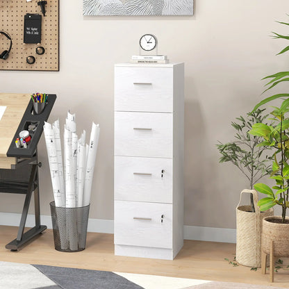 4 Drawer Vertical Filing Cabinet with Lock, Adjustable Hanging Bar, White Office Cabinets & Cupboards at Gallery Canada