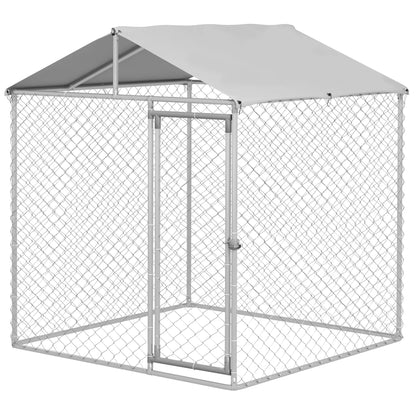 6.6' x 6.6' x 7.8' Outdoor Dog Kennel, Heavy Duty Galvanized Steel, Silver Houses, Kennels & Pens Silver at Gallery Canada