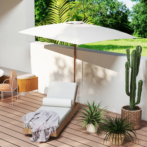 Patio Sun Umbrella, Rectangle, Cream White