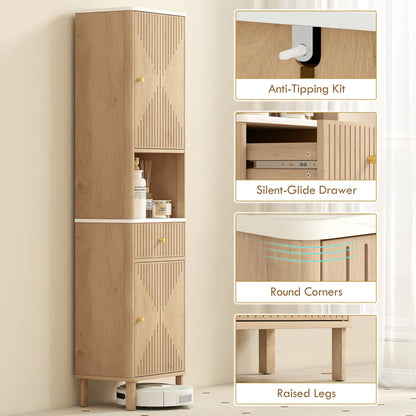 66 in Tall Bathroom Cabinet With Drawer, Oak Freestanding Bathroom Cabinets at Gallery Canada
