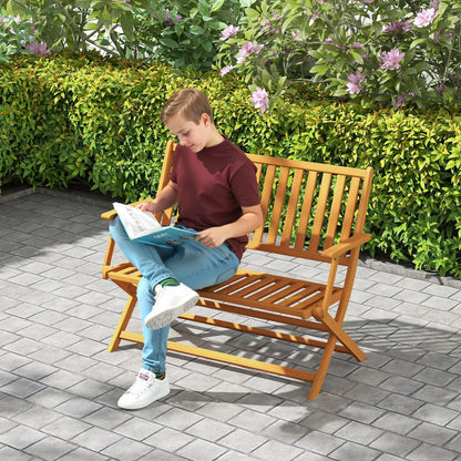 46.5" Foldable Wood Outdoor Bench, Backrest, Armrests, Teak Patio Chairs at Gallery Canada