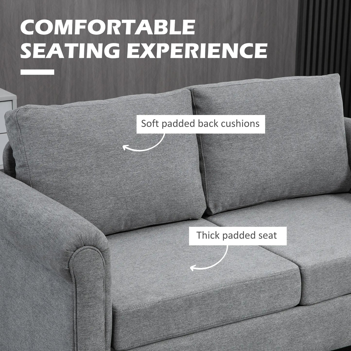 Vintage Loveseat, Chenille Fabric 2 Seater Sofa, Light Grey 2-Seater Sofas at Gallery Canada