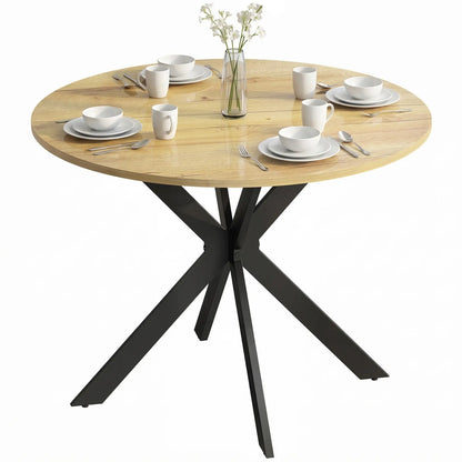 39" Dining Table, Round Kitchen Table, Steel Legs, Wood Grain, Brown Dining Tables at Gallery Canada